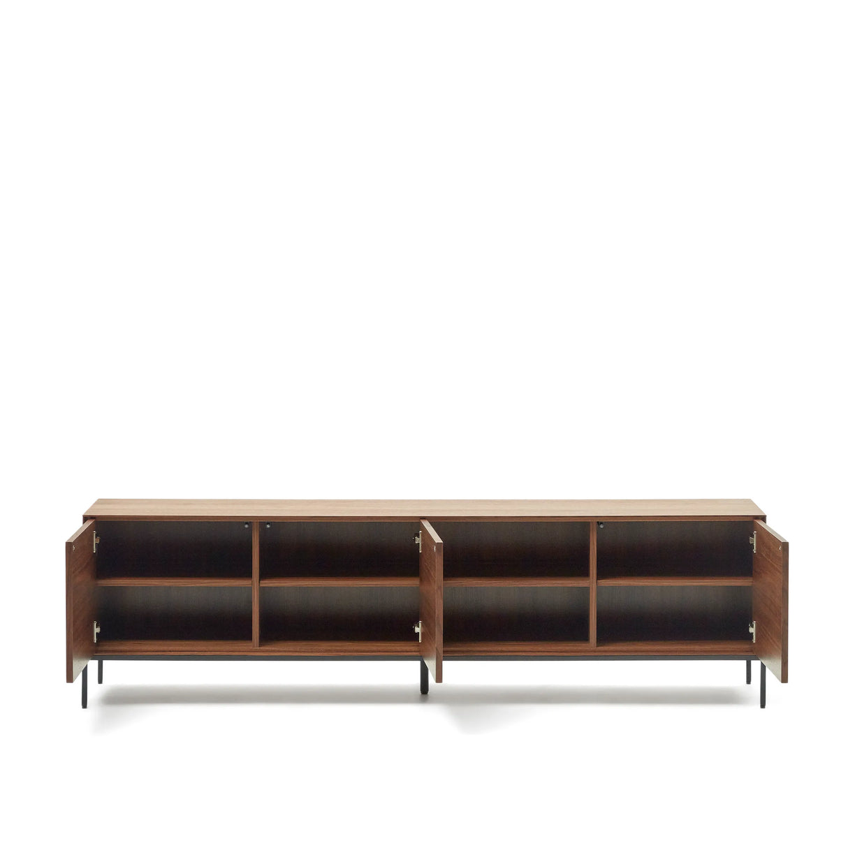 TV-Schrank Vedrana 3 Türen aus Nussholzfurnier und Stahlbeine in Schwarz 195 x 55 cm von Kave Home – Produktbild 10