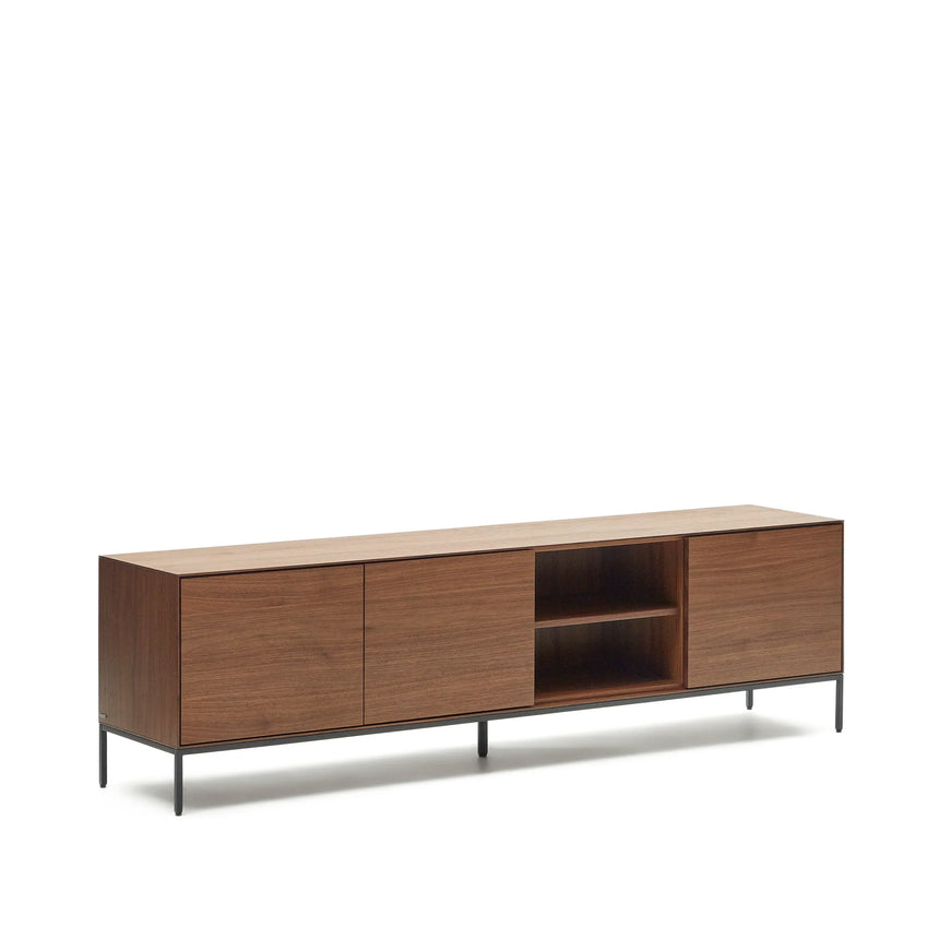 TV-Schrank Vedrana 3 Türen aus Nussholzfurnier und Stahlbeine in Schwarz 195 x 55 cm von Kave Home – Produktbild 12