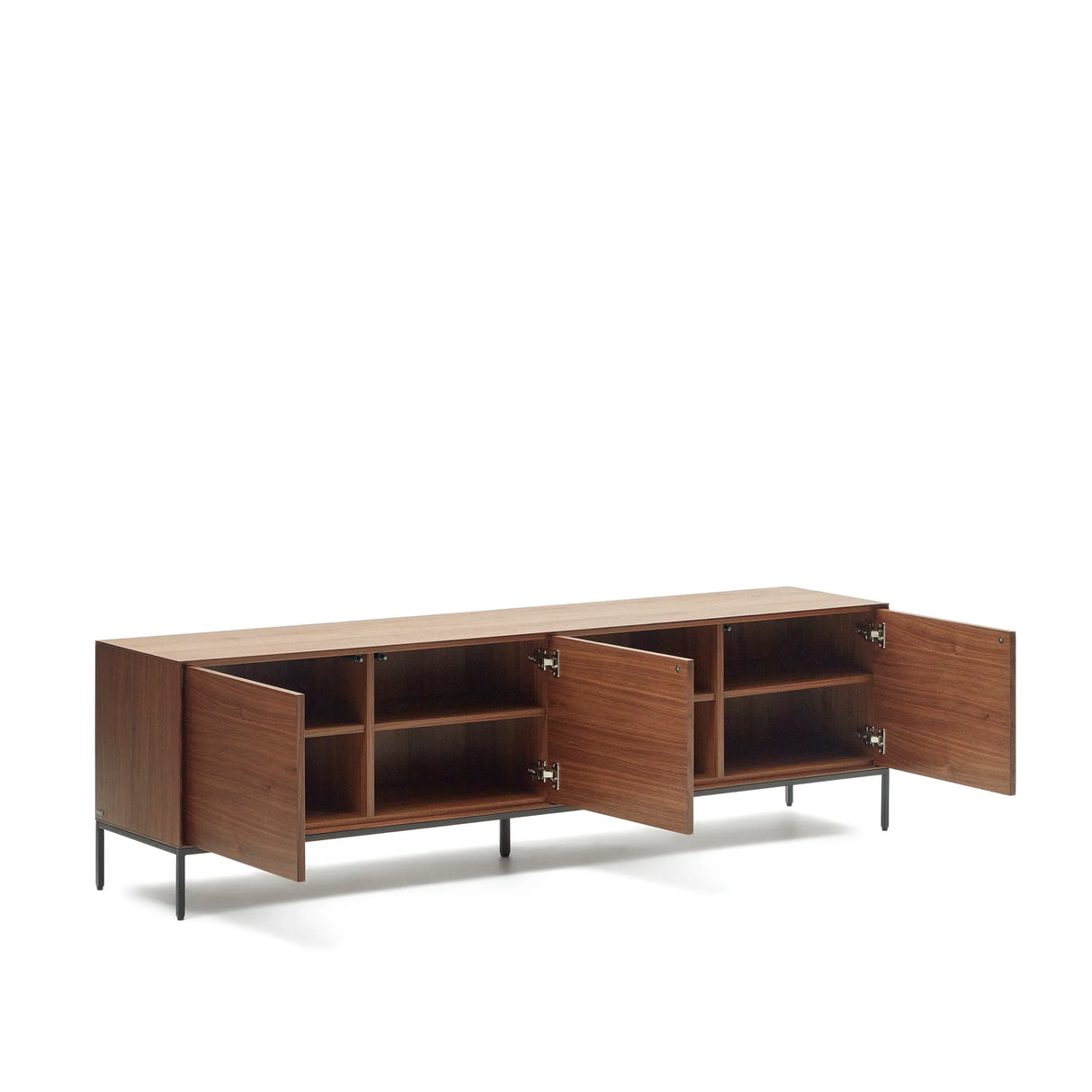 TV-Schrank Vedrana 3 Türen aus Nussholzfurnier und Stahlbeine in Schwarz 195 x 55 cm von Kave Home – Produktbild 14