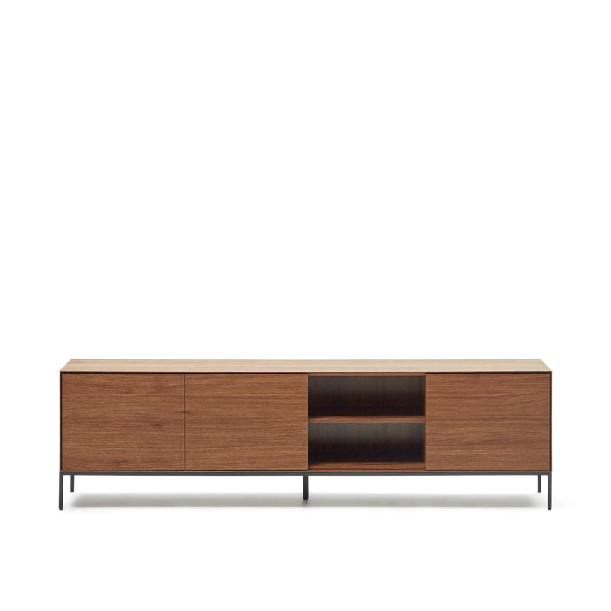 TV-Schrank Vedrana 3 Türen aus Nussholzfurnier und Stahlbeine in Schwarz 195 x 55 cm von Kave Home – Produktbild 8