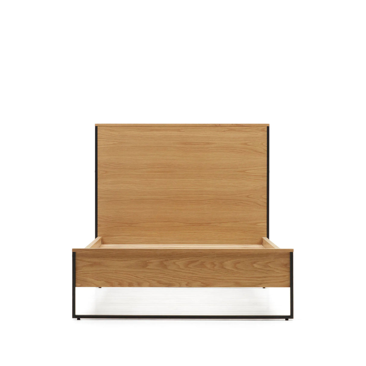 Taiana Bett aus Eichenfurnier und Stahlbeinen mit schwarzem Finish 90 x 190 cm von Kave Home – Produktbild 7