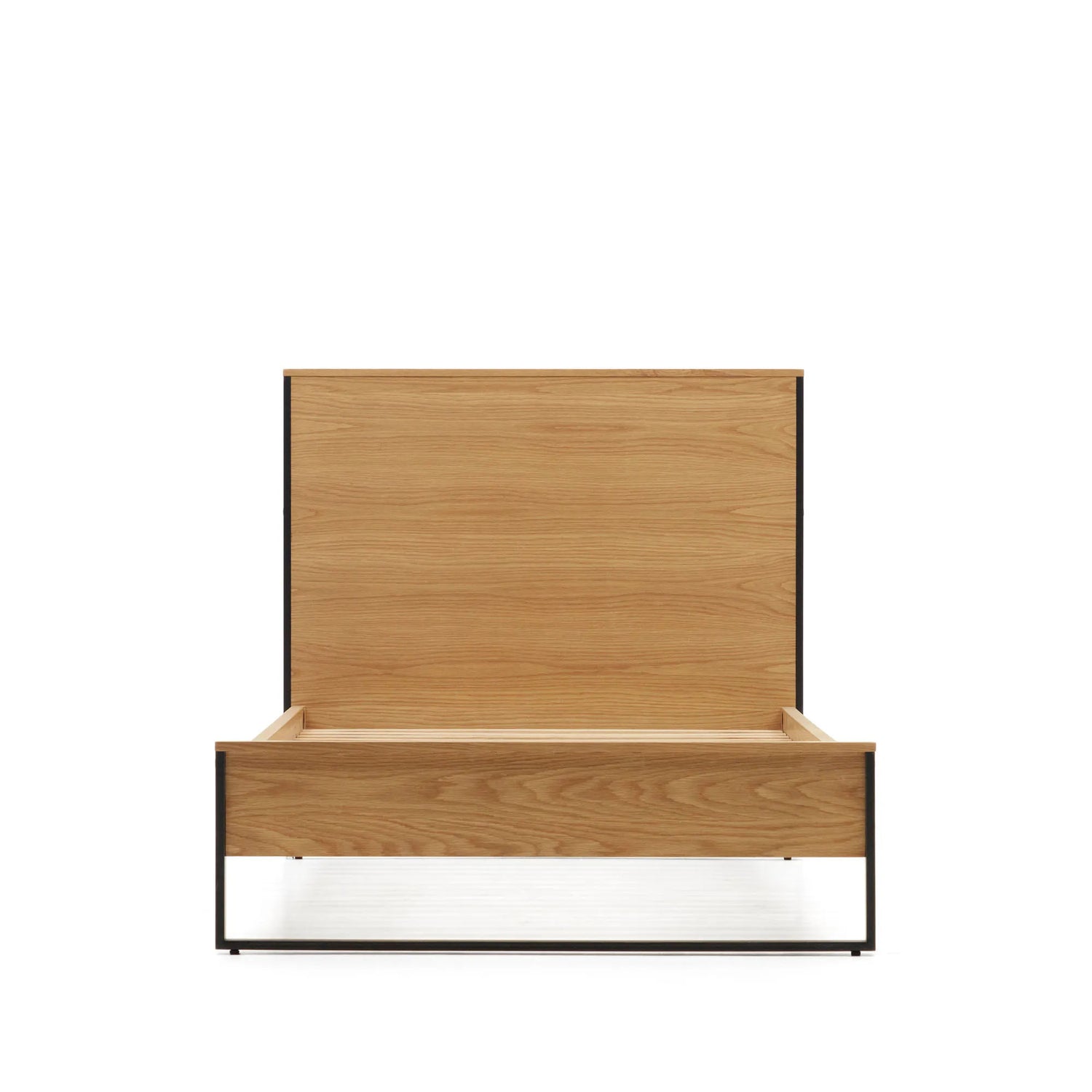 Taiana Bett aus Eichenfurnier und Stahlbeinen mit schwarzem Finish 90 x 190 cm von Kave Home – Produktbild 7