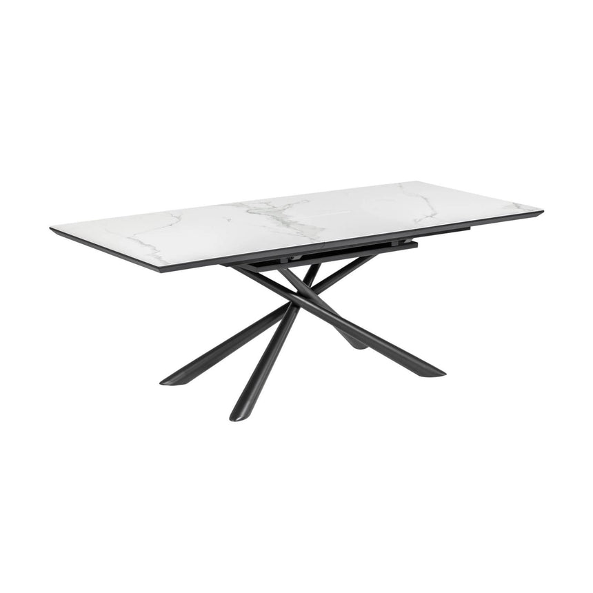 Theone ausziehbarer Tisch Feinsteinzeugplatte weiß schwarze Stahlbeine 160 (210) x 90 cm von Kave Home – Bild 6