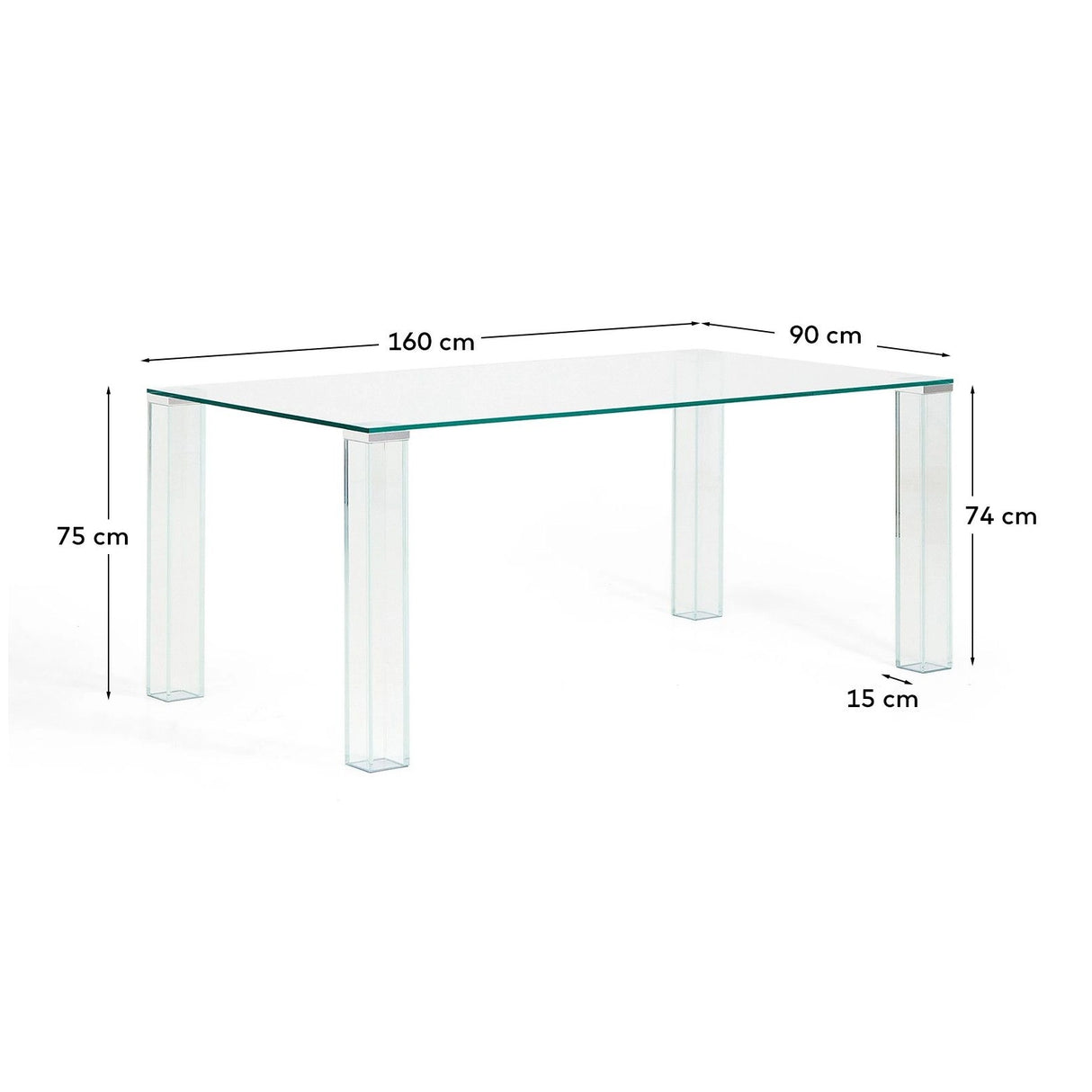 Tisch Adularia aus Einscheiben-Sicherheitsglas, 160 x 90 cm von Kave Home – Bild 4