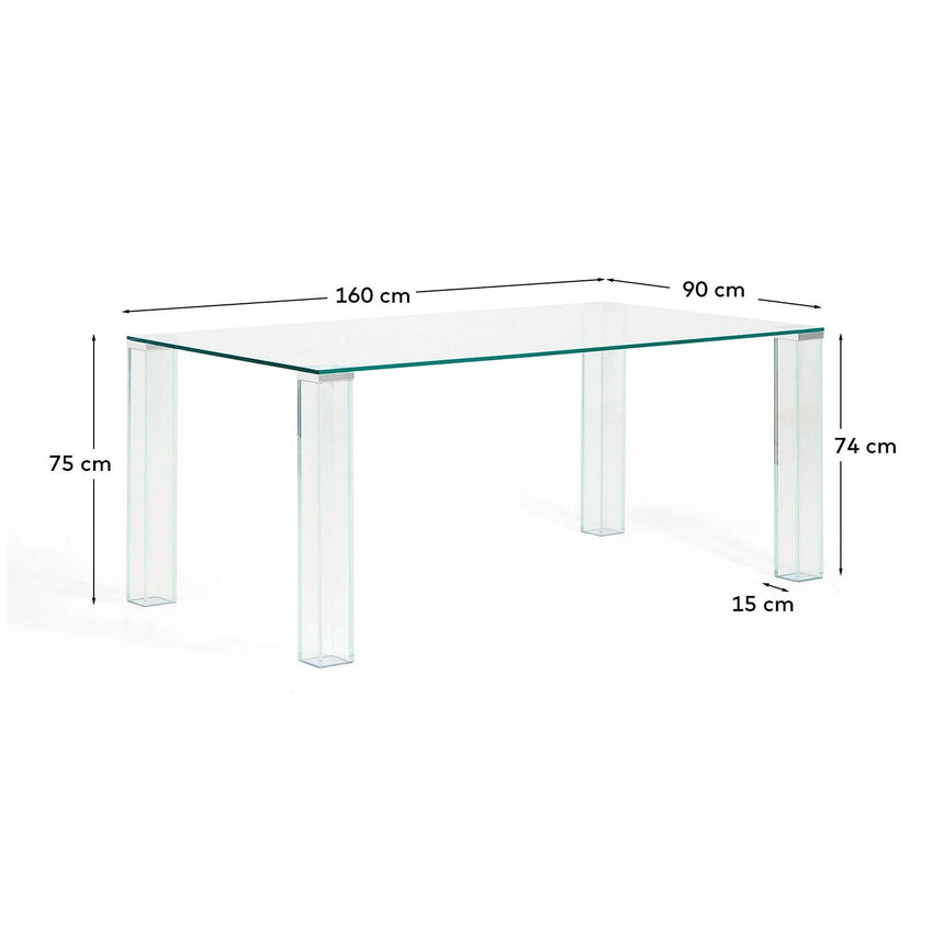 Tisch Adularia aus Einscheiben-Sicherheitsglas, 160 x 90 cm von Kave Home – Bild 4