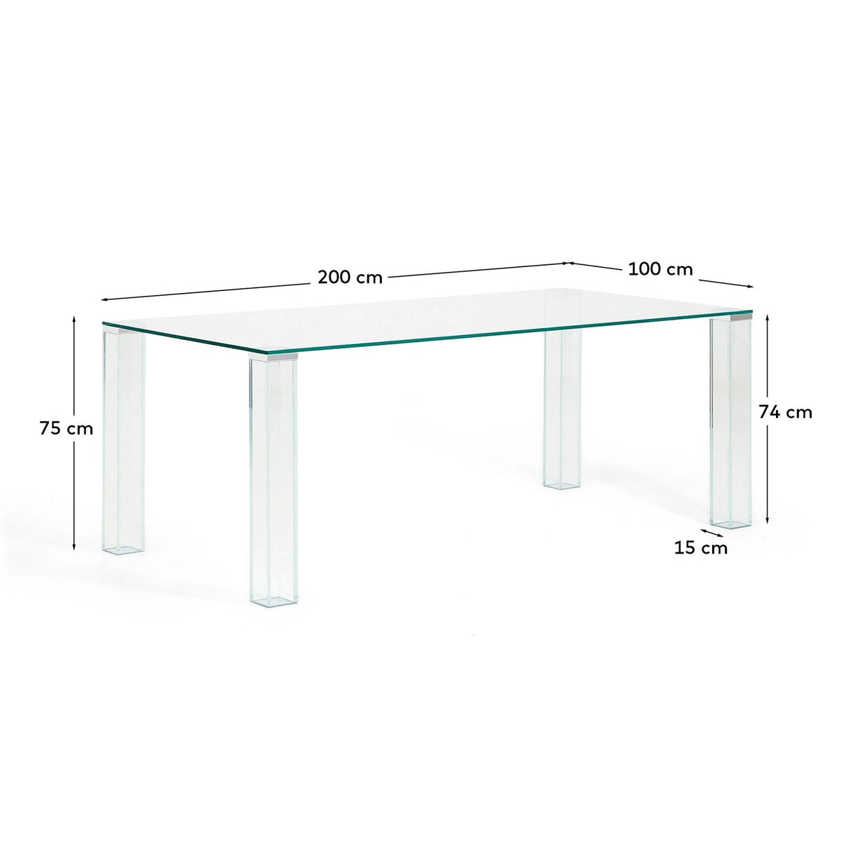 Tisch Adularia aus Einscheiben-Sicherheitsglas, 200 x 100 cm von Kave Home – Bild 3