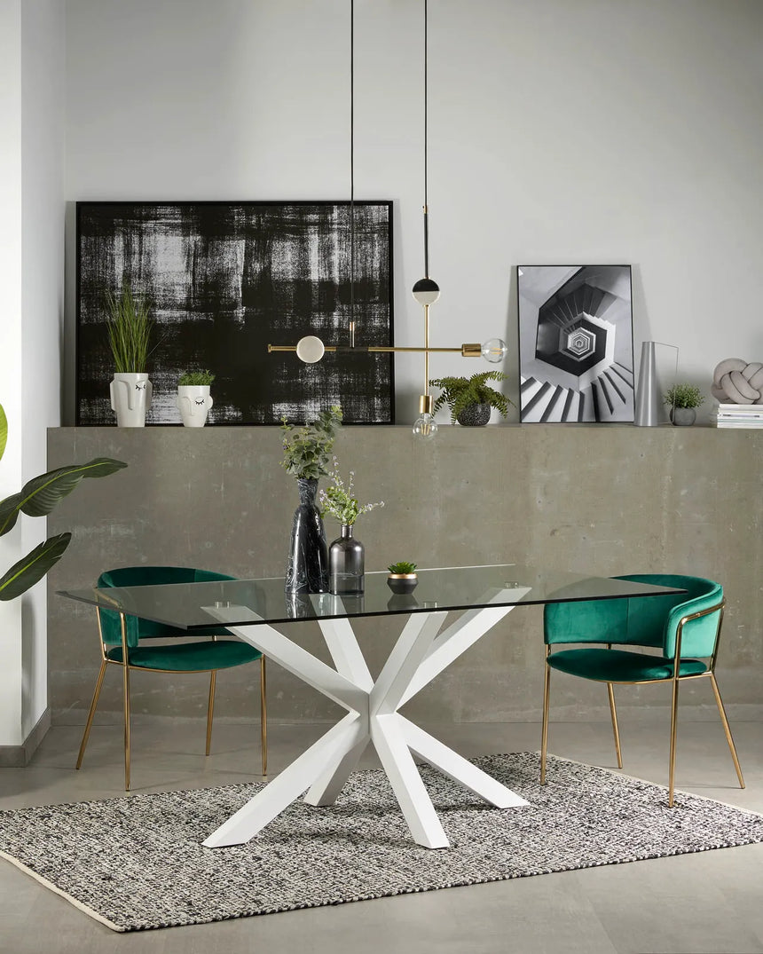 Tisch Argo aus Glas und Stahlbeinen mit weißem Finish, 200 x 100 cm von Kave Home – Bild 2