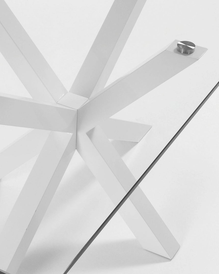 Tisch Argo aus Glas und Stahlbeinen mit weißem Finish, 200 x 100 cm von Kave Home – Bild 8