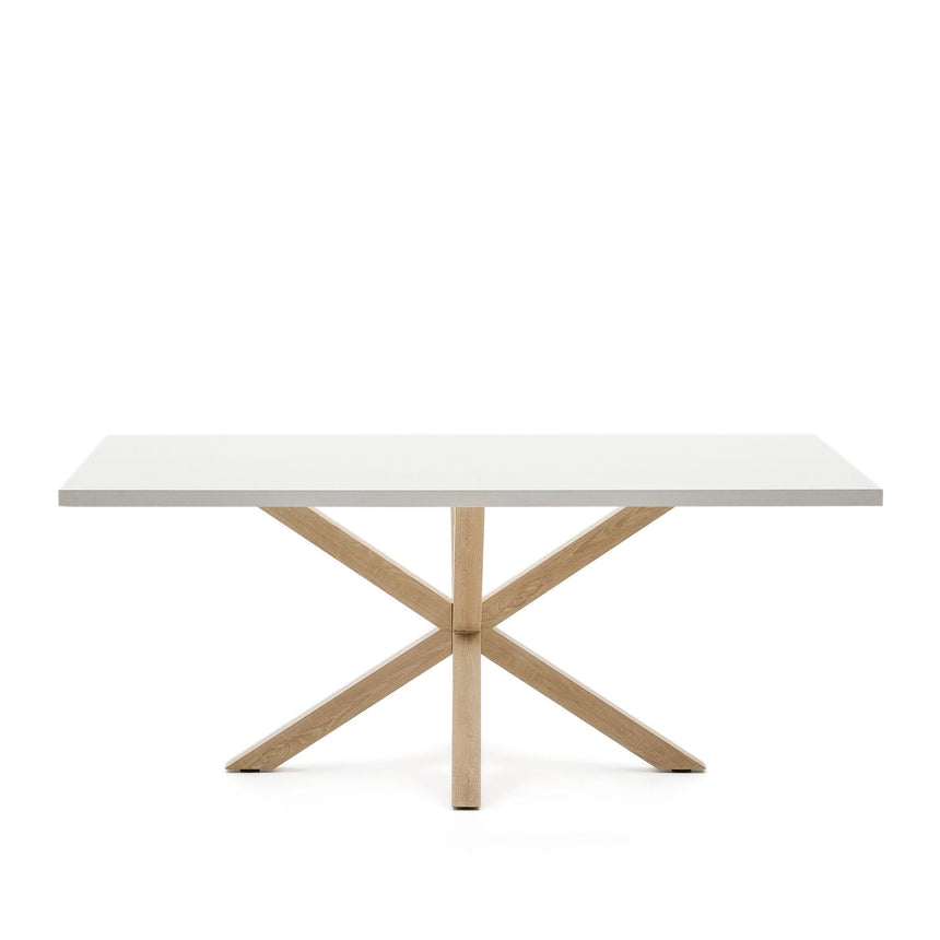 Tisch Argo aus Melamin mit weißer Oberfläche und Beinen aus Stahl in Holzoptik, 200 x 100 cm von Kave Home – Bild 5