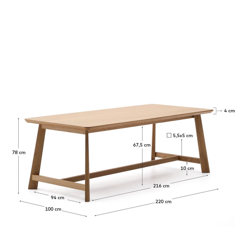Tisch Idun aus furniertem und massivem Eichenholz mit Finish in natürlichem Farbton FSC Mix Credit 220 x 100 cm von Kave Home – Bild 7