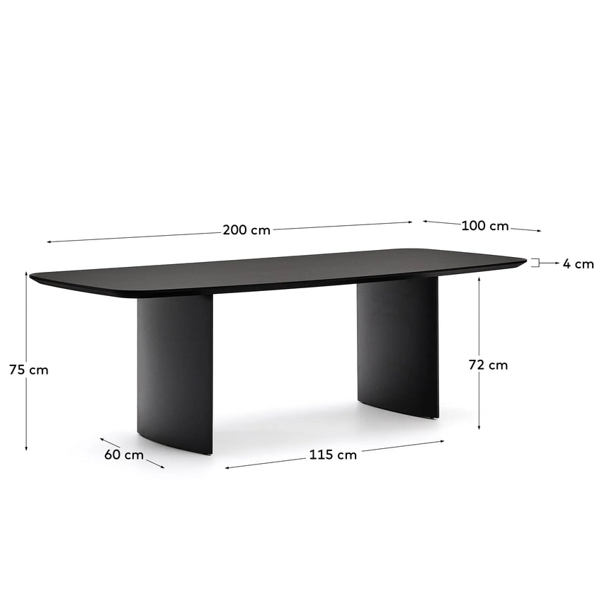 Tisch Litto aus schwarz lackiertem MDF 200 x 100 cm von Kave Home – Produktbild 4
