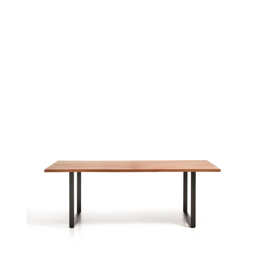 Tisch Uxue aus massivem Akazienholz mit Beinen aus schwarzem Stahl 220 x 100 cm von Kave Home – Bild 1