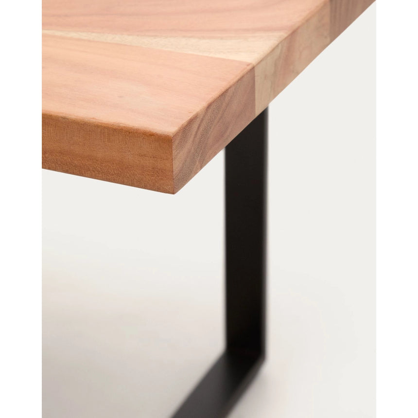 Tisch Uxue aus massivem Akazienholz mit Beinen aus schwarzem Stahl 220 x 100 cm von Kave Home – Bild 4