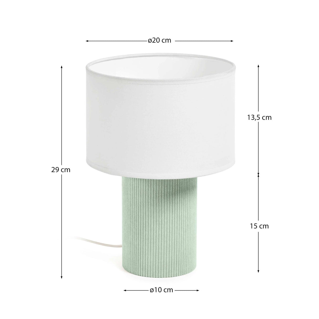 Tischlampe Bianella aus Baumwolle und türkisfarbenem Cord von Kave Home – Bild 3