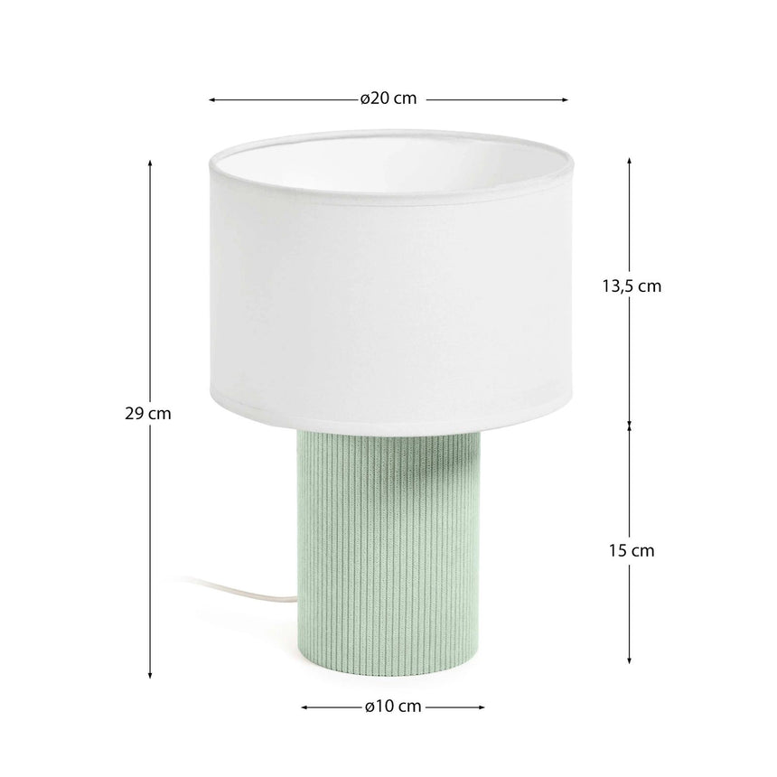 Tischlampe Bianella aus Baumwolle und türkisfarbenem Cord von Kave Home – Bild 3