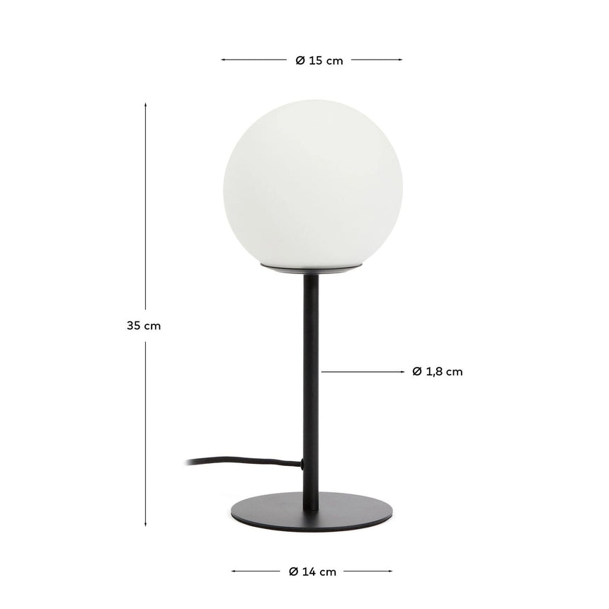 Tischlampe Brisia aus Metall mit schwarzem Finish und einer Glaskugel Ø15 cm von Kave Home – Produktbild 3