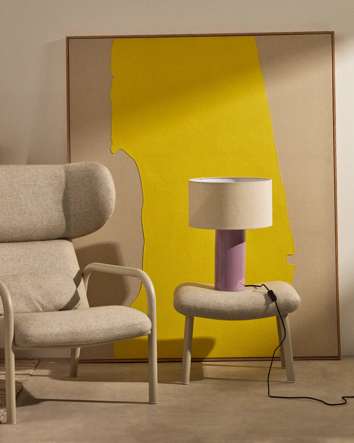 Tischlampe Toneric aus Keramik mit lila Finish und Baumwolle von Kave Home – Produktbild 6