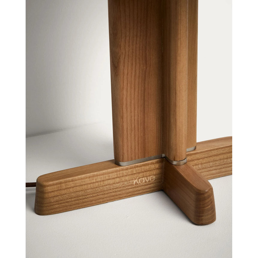 Tischleuchte Niani aus Kautschukholz mit Finish in Naturton und elfenbeinfarbenem Baumwollschirm Ø 30 cm von Kave Home – Bild 6