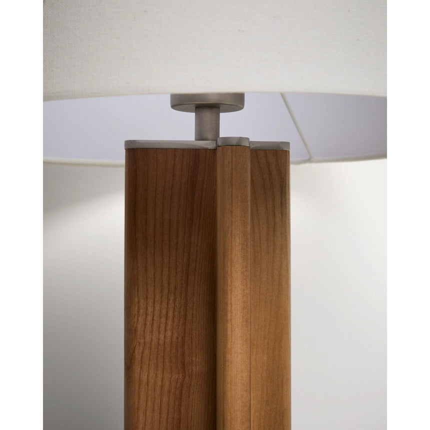 Tischleuchte Niani aus Kautschukholz mit Finish in Naturton und elfenbeinfarbenem Baumwollschirm Ø 30 cm von Kave Home – Bild 7