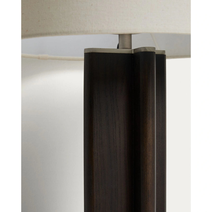 Tischleuchte Niani aus Kautschukholz mit Finish und elfenbeinfarbenem Baumwollschirm Ø 30 cm von Kave Home – Bild 6