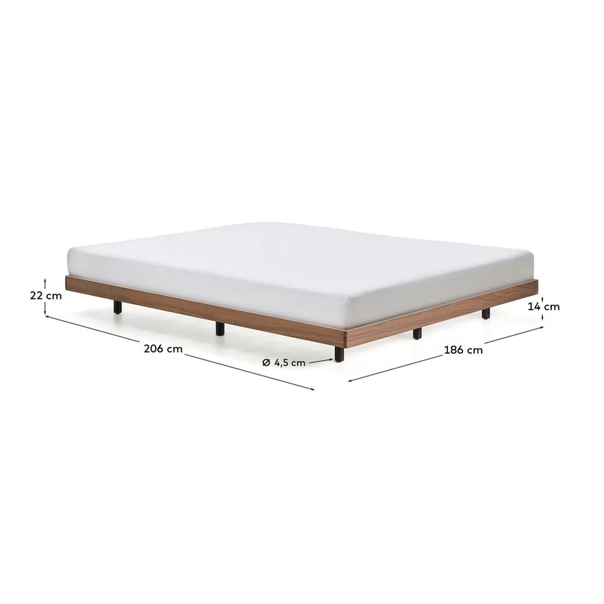 Unterbau Norlen aus Nussbaumfurnier mit dunklem Finish für Matratzen 180 x 200 cm FSC Mix Credit von Kave Home – Produktbild 3