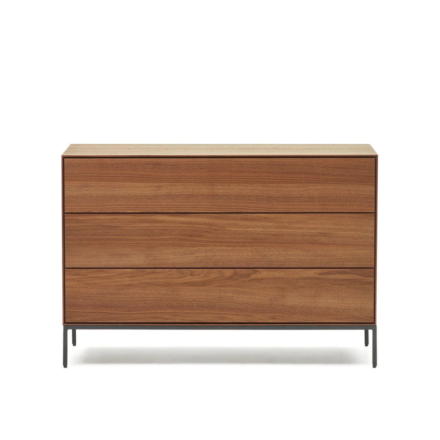 Vedrana Kommode aus 3 Schubladen aus Nussholzfurnier oder Holz und Stahlbeinen 110 x 75 cm von Kave Home – Bild 1