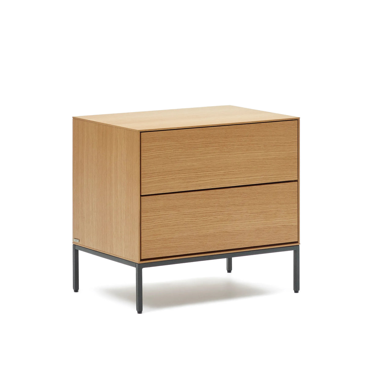 Vedrana Nachttisch 2 Schubladen aus Eichenfurnier und Stahlbeinen in Schwarz 60 x 55 cm von Kave Home – Produktbild 10