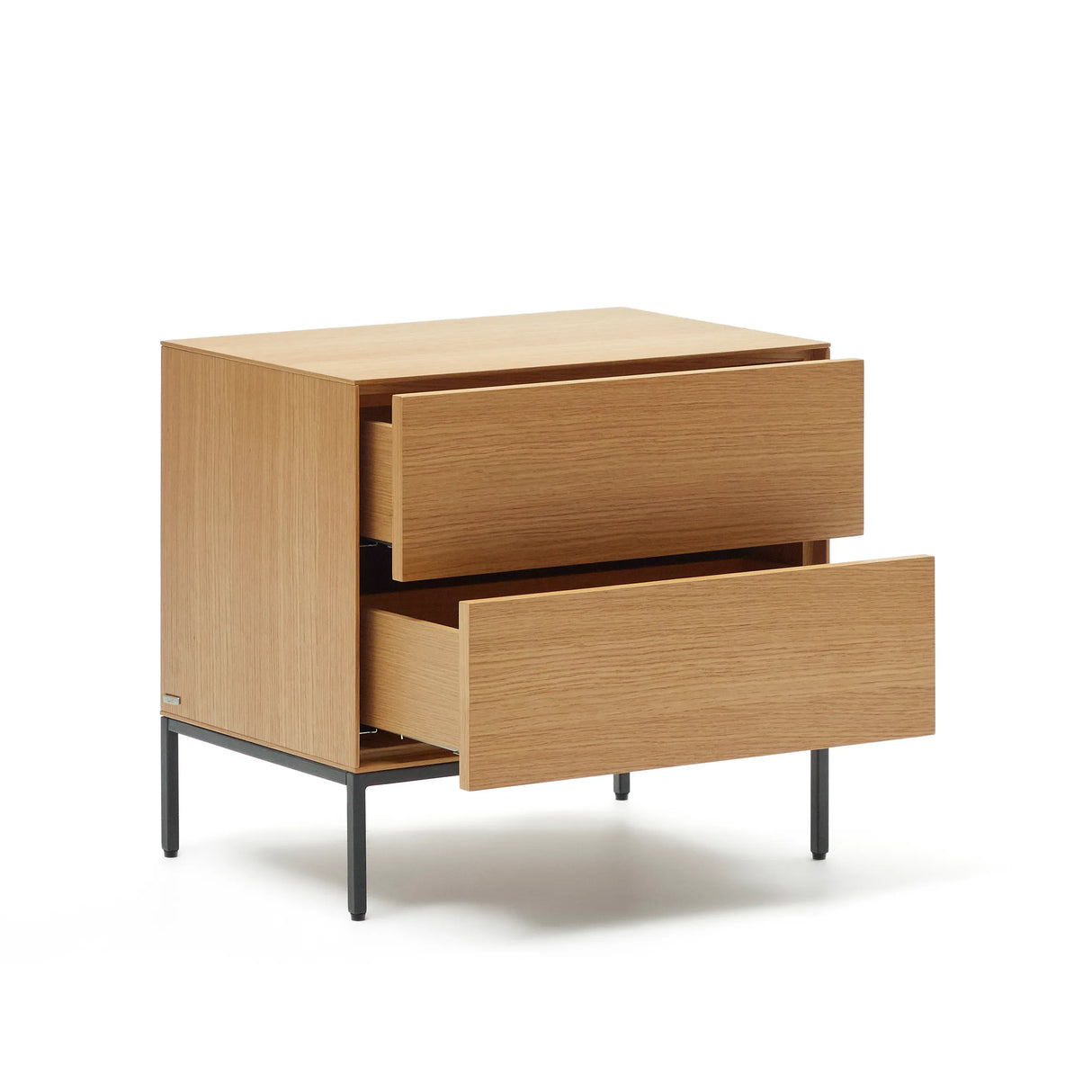 Vedrana Nachttisch 2 Schubladen aus Eichenfurnier und Stahlbeinen in Schwarz 60 x 55 cm von Kave Home – Produktbild 12