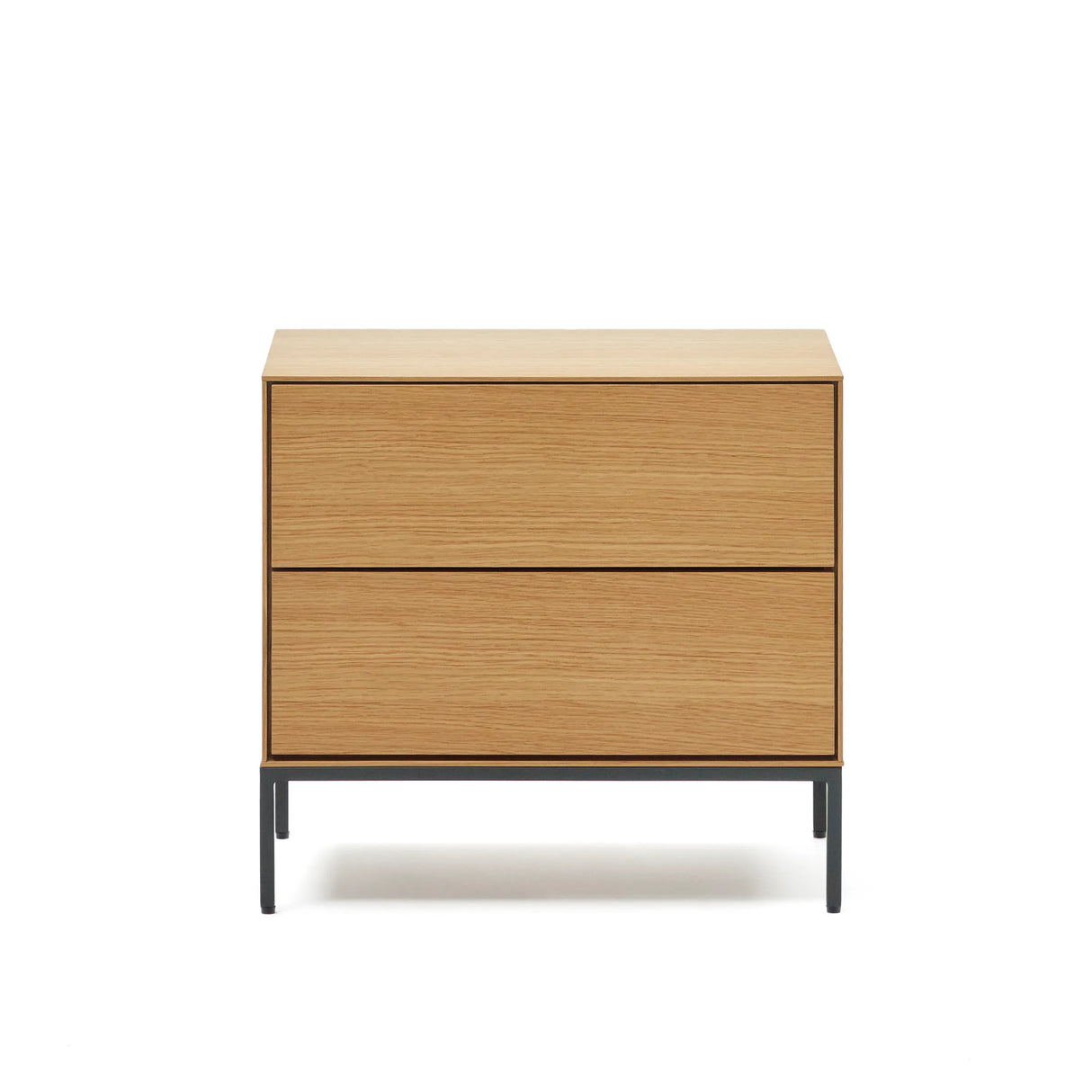 Vedrana Nachttisch 2 Schubladen aus Eichenfurnier und Stahlbeinen in Schwarz 60 x 55 cm von Kave Home – Produktbild 8