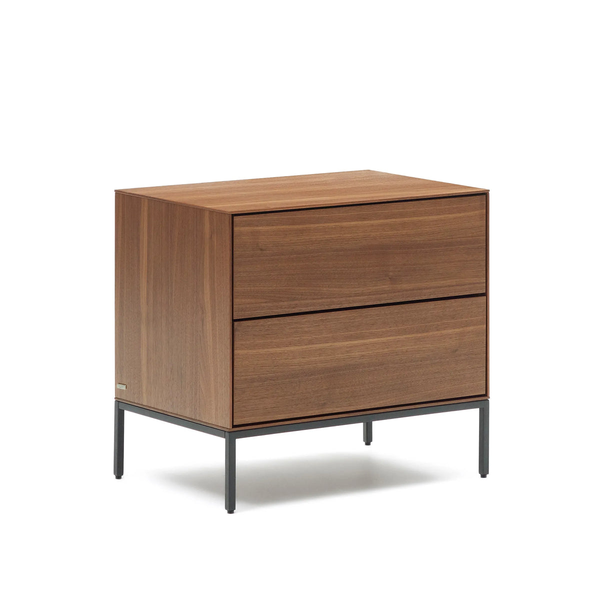 Vedrana Nachttisch 2 Schubladen aus Nussholzfurnier und Stahlbeinen in Schwarz 60 x 55 cm von Kave Home – Produktbild 10
