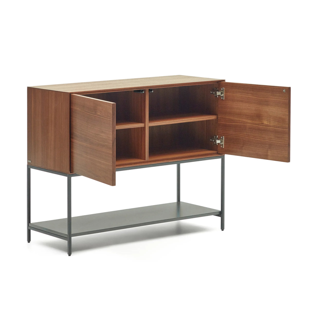 Vedrana Sideboard 2 Türen aus Nussholzfurnier und Stahlbeine in Schwarz 97,5 x 80 cm von Kave Home – Produktbild 13