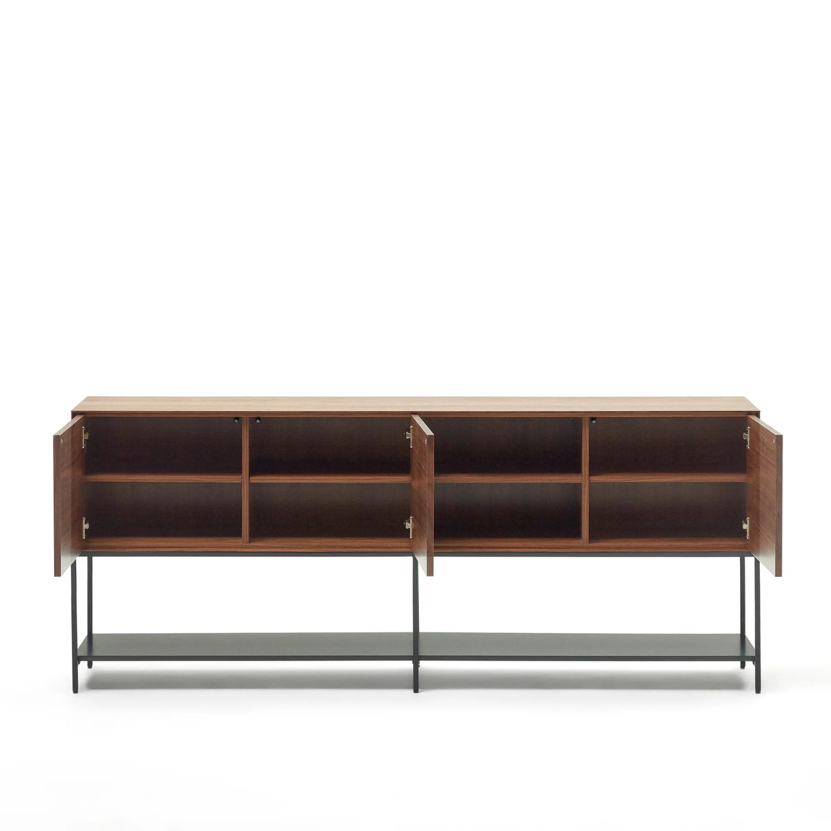 Vedrana Sideboard 3 Türen aus Nussholzfurnier und Stahlbeine in Schwarz 195 x 80 cm von Kave Home – Produktbild 10