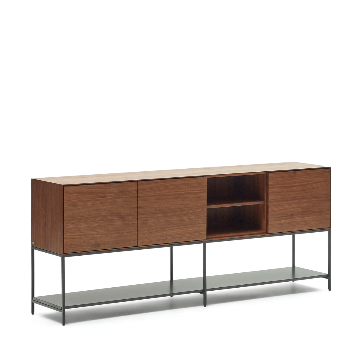 Vedrana Sideboard 3 Türen aus Nussholzfurnier und Stahlbeine in Schwarz 195 x 80 cm von Kave Home – Produktbild 12