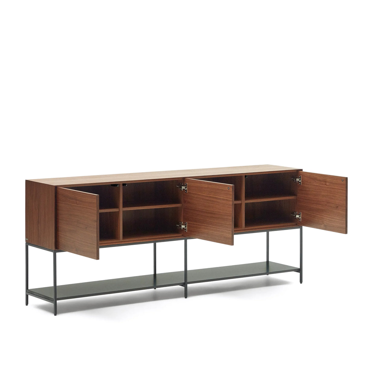 Vedrana Sideboard 3 Türen aus Nussholzfurnier und Stahlbeine in Schwarz 195 x 80 cm von Kave Home – Produktbild 14