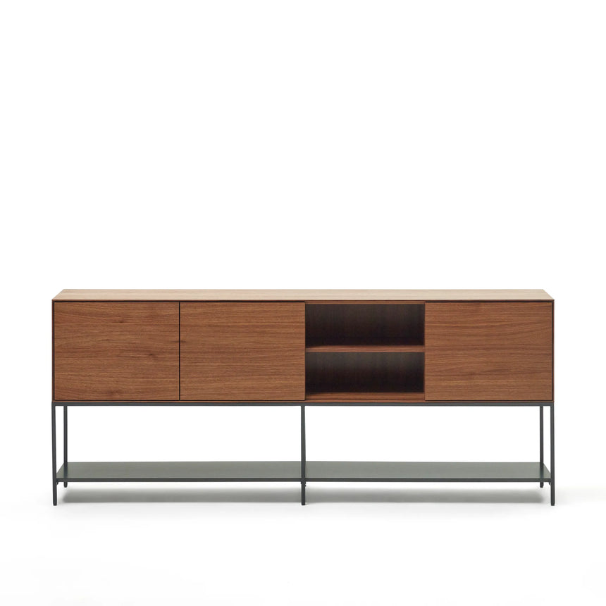 Vedrana Sideboard 3 Türen aus Nussholzfurnier und Stahlbeine in Schwarz 195 x 80 cm von Kave Home – Produktbild 8