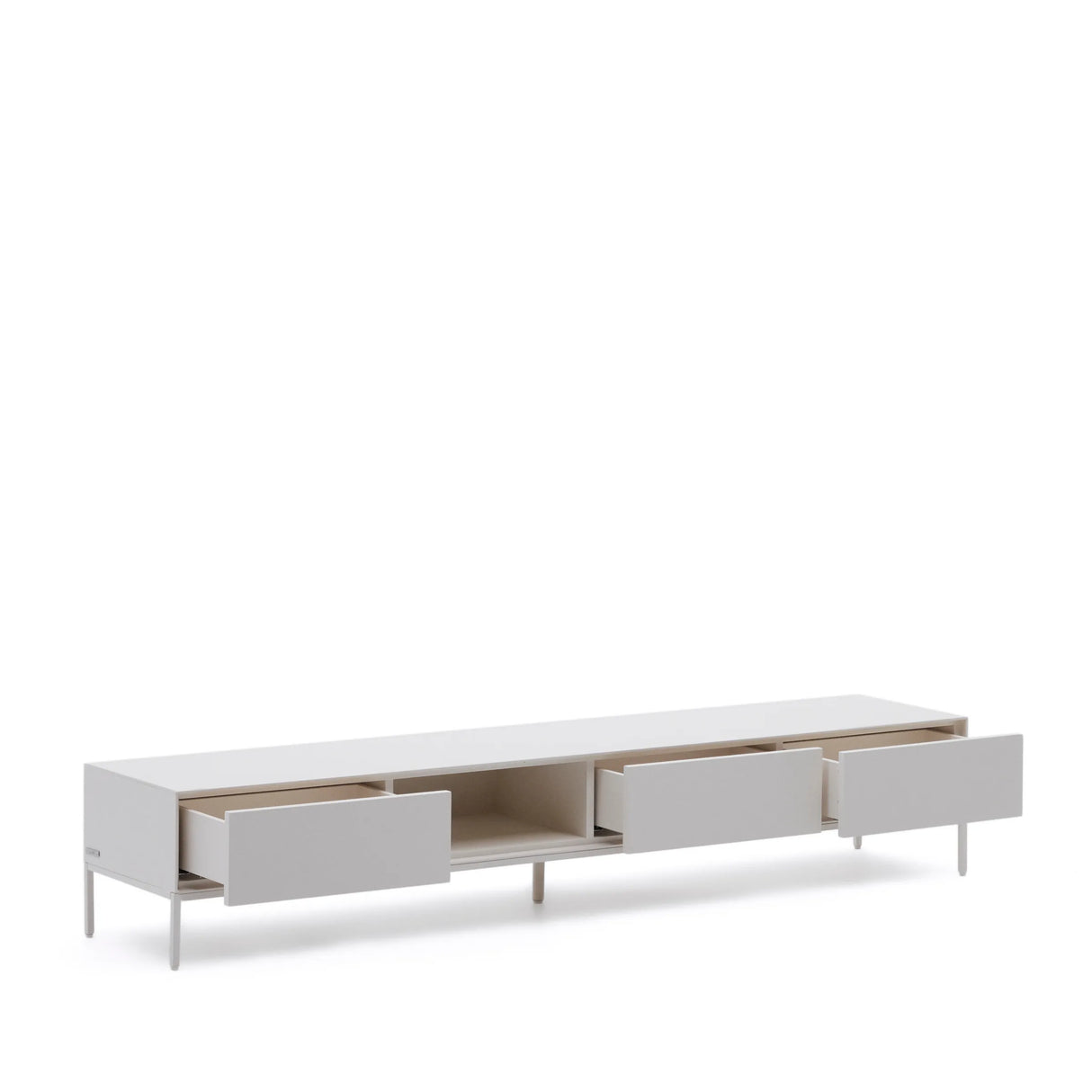 Vedrana TV-Schrank 3 Schubladen MDF weiß lackiert 195 x 35 cm von Kave Home – Produktbild 12