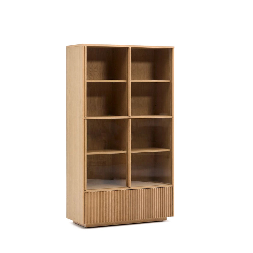 Vitrine Helvine 4 Türen 2 Schubladen Eichenfurnier gehärtetes Glas 100 x 174 cm FSC 100% von Kave Home – Bild 5