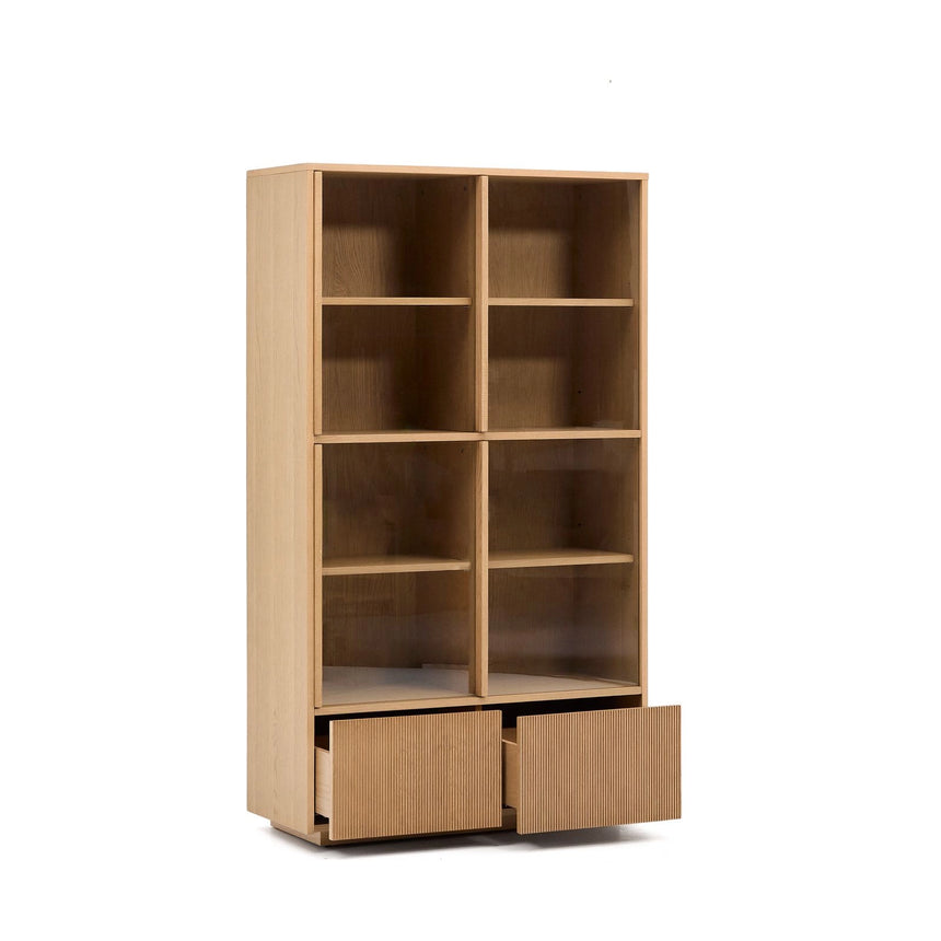 Vitrine Helvine 4 Türen 2 Schubladen Eichenfurnier gehärtetes Glas 100 x 174 cm FSC 100% von Kave Home – Bild 6