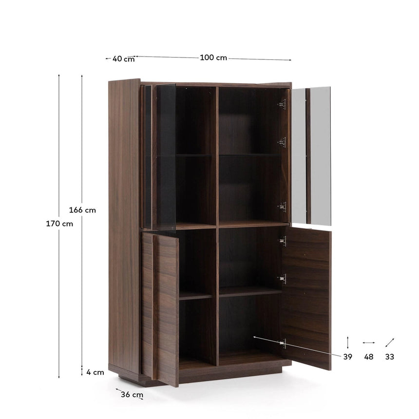 Vitrine Onix massives Walnussholz Walnussfurnier dunkles Finish 100x170 cm FSC Mix Credit von Kave Home – Bild 5