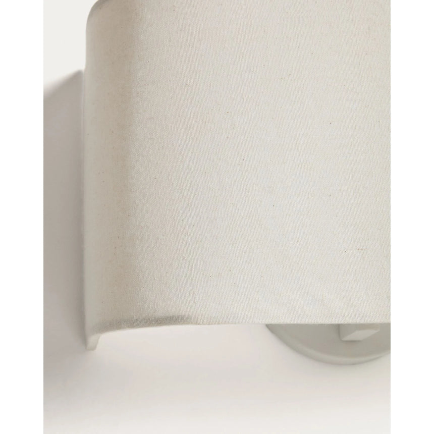 Wandleuchte Lumeni aus Kautschukholz und Leinen in Beige, 25 cm von Kave Home – Bild 6