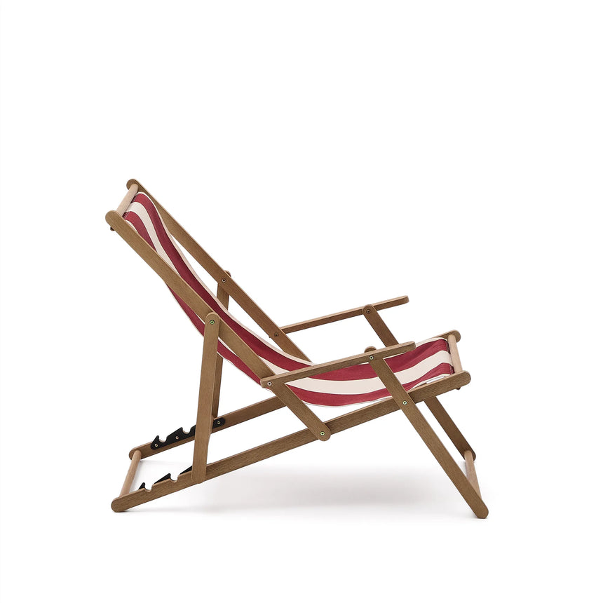 Weinrot-beige gestreifter klappbarer Outdoor-Liegestuhl Vilara aus massivem Akazienholz, FSC 100% von Kave Home – Produktbild 10