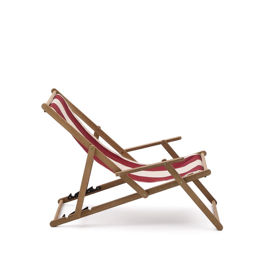 Weinrot-beige gestreifter klappbarer Outdoor-Liegestuhl Vilara aus massivem Akazienholz, FSC 100% von Kave Home – Produktbild 12