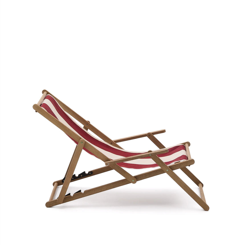 Weinrot-beige gestreifter klappbarer Outdoor-Liegestuhl Vilara aus massivem Akazienholz, FSC 100% von Kave Home – Produktbild 14