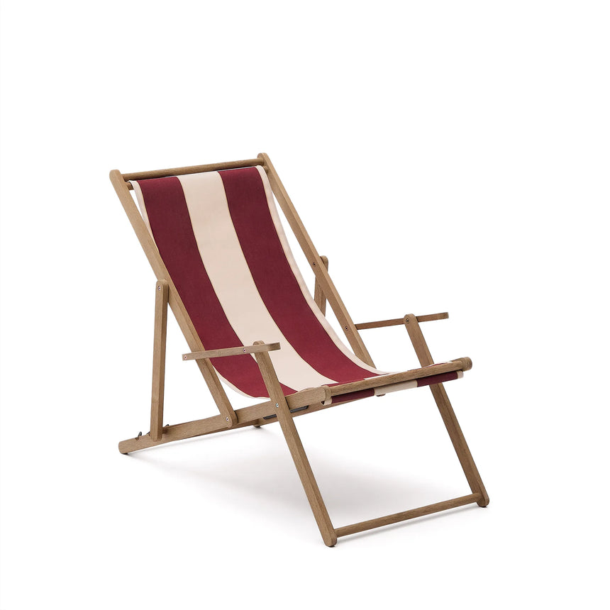 Weinrot-beige gestreifter klappbarer Outdoor-Liegestuhl Vilara aus massivem Akazienholz, FSC 100% von Kave Home – Produktbild 8