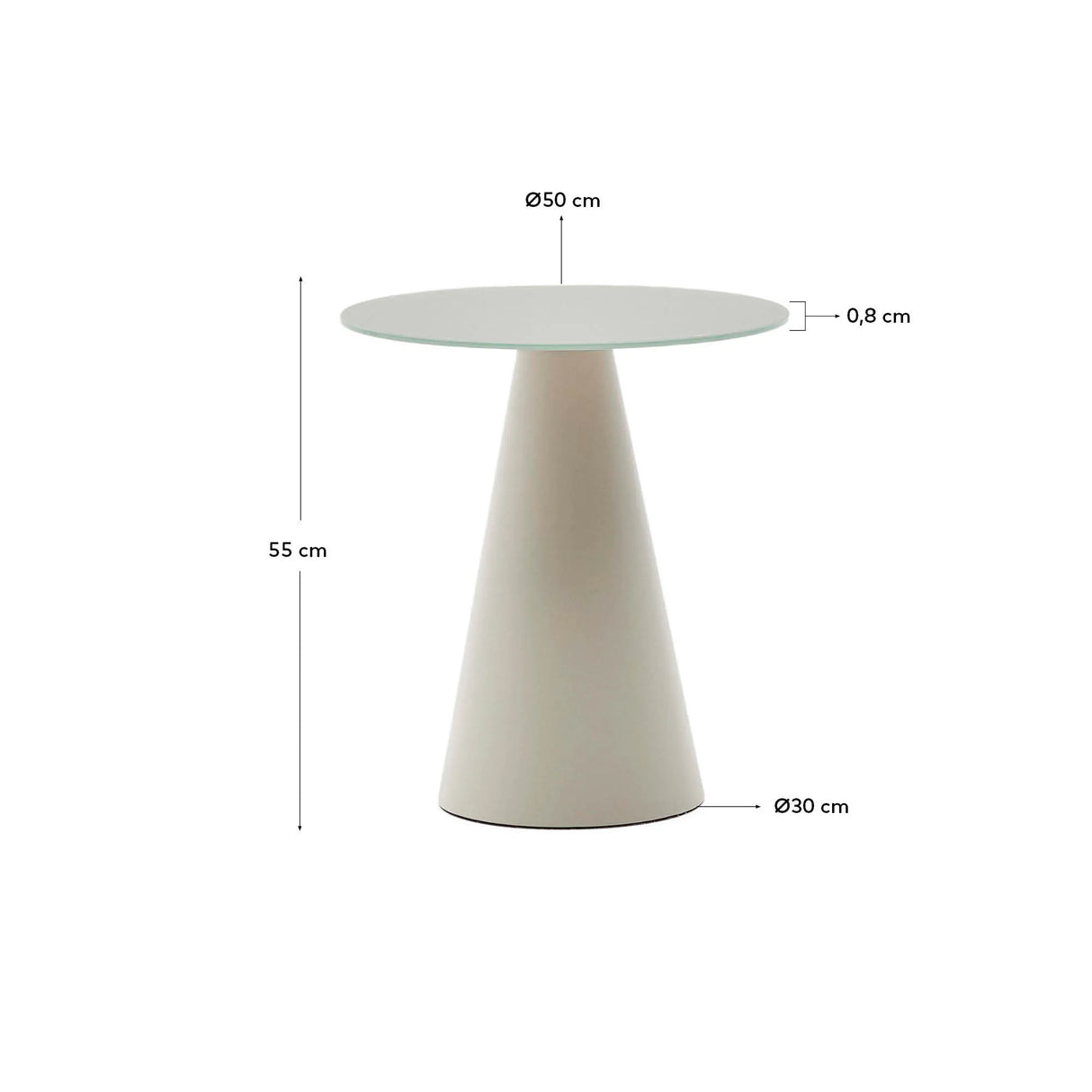 Wilshire Beistelltisch aus gehärtetem Glas und Metall matt grau lackiert Ø 50 cm von Kave Home – Produktbild 3