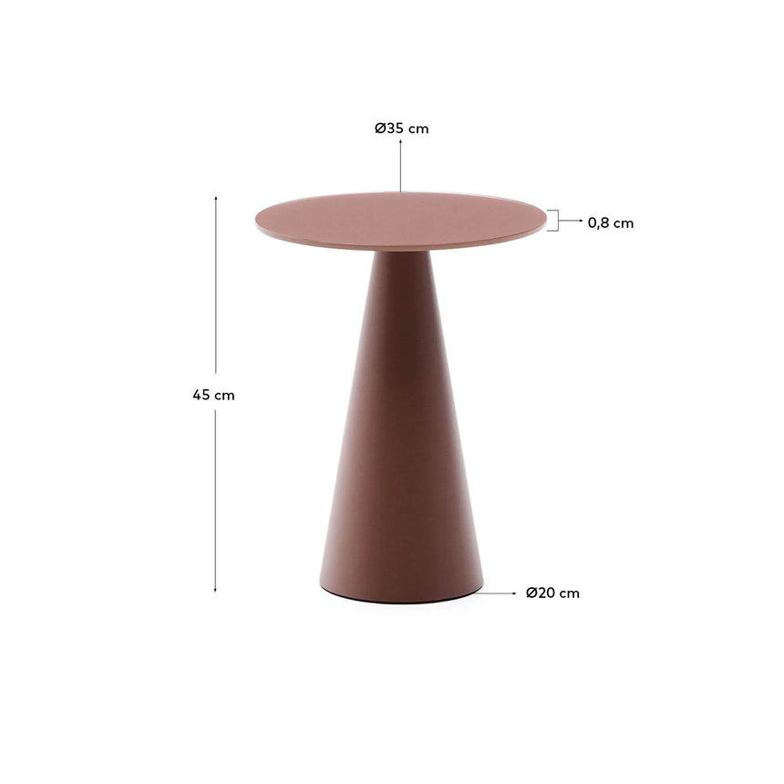 Wilshire Beistelltisch aus gehärtetem Milchglas und Stahl matt terracottafarben lackiert Ø35 cm von Kave Home – Produktbild 4