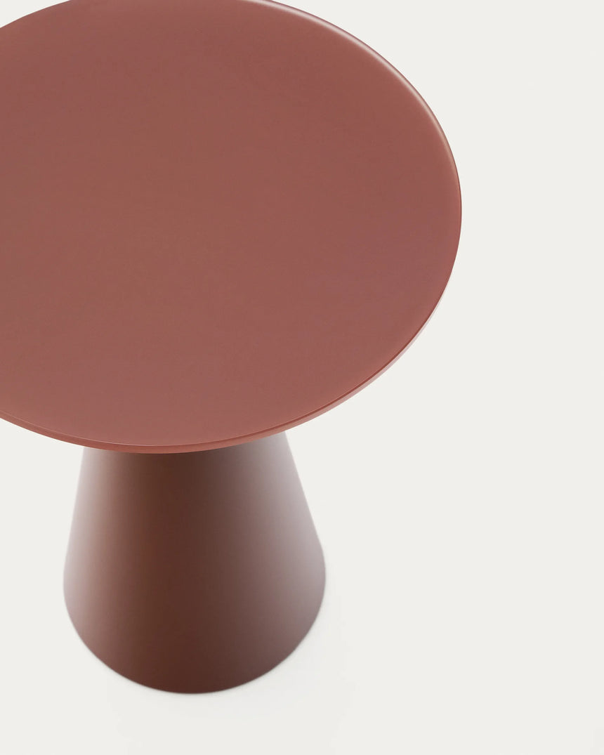 Wilshire Beistelltisch aus gehärtetem Milchglas und Stahl matt terracottafarben lackiert Ø35 cm von Kave Home – Produktbild 5