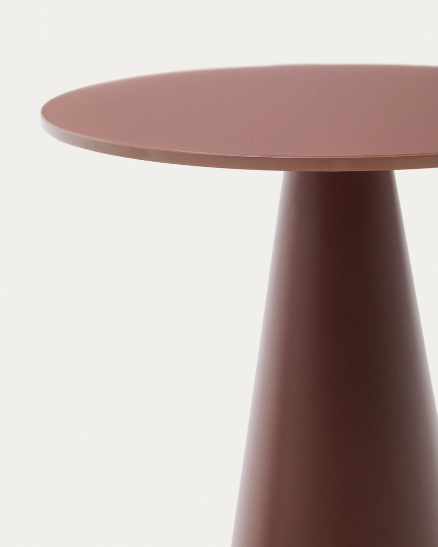Wilshire Beistelltisch aus gehärtetem Milchglas und Stahl matt terracottafarben lackiert Ø35 cm von Kave Home – Produktbild 6