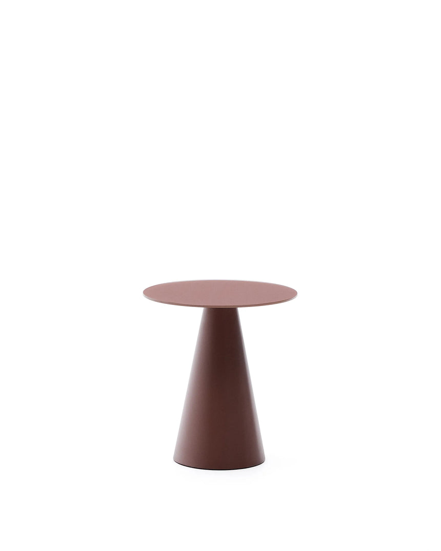 Wilshire Beistelltisch aus gehärteten Milchglas und Stahl matt terracottafarben lackiert Ø50 cm von Kave Home – Produktbild 1