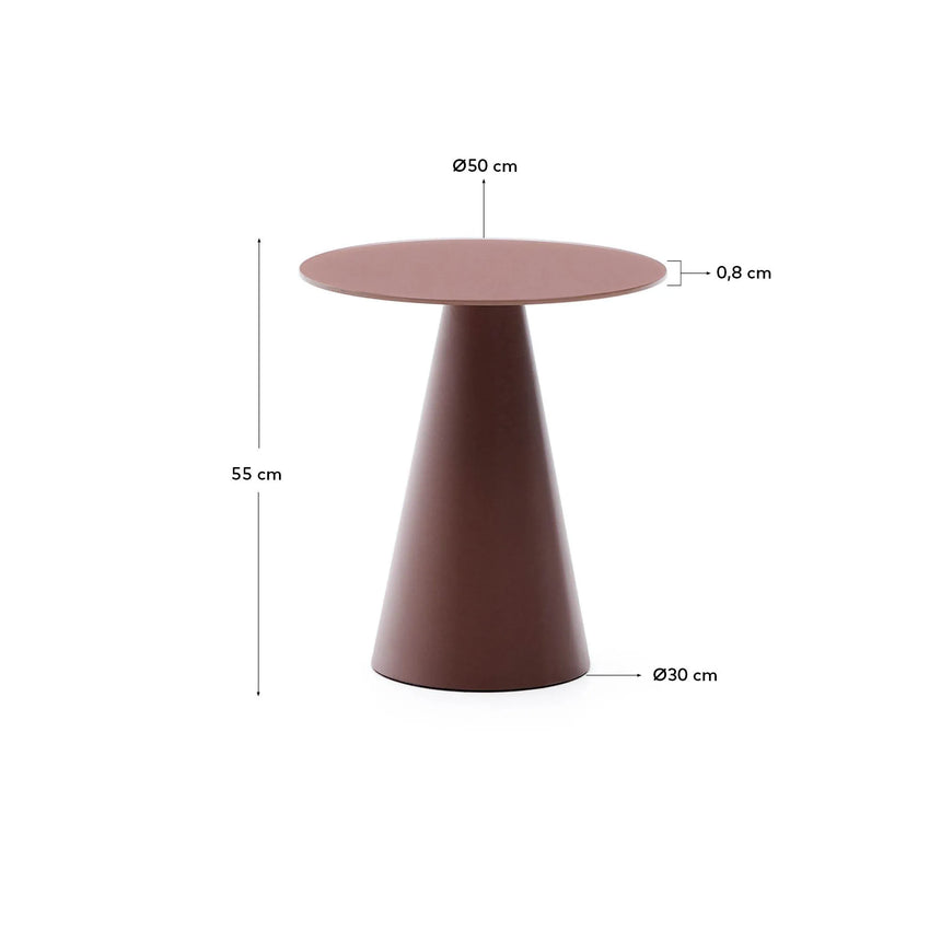 Wilshire Beistelltisch aus gehärteten Milchglas und Stahl matt terracottafarben lackiert Ø50 cm von Kave Home – Produktbild 4